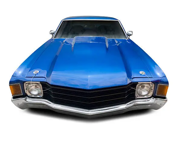 Blue 1972 Chevrolet Chevelle muscle car. Clipping Path on Vehicle.
