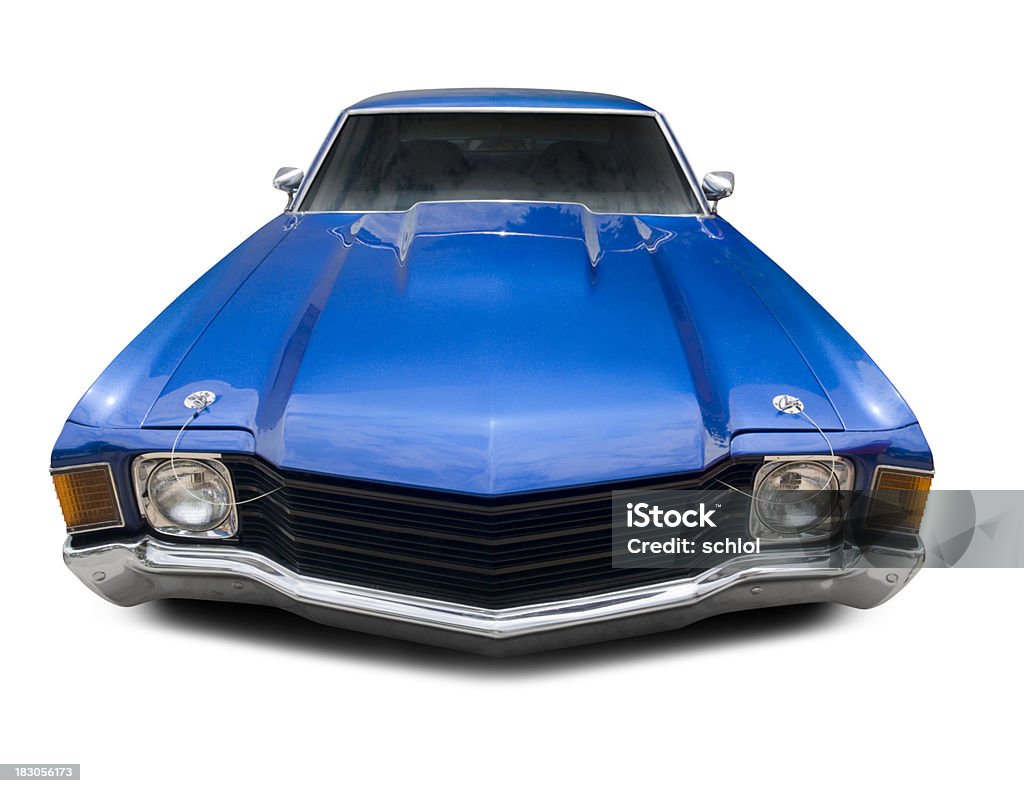 Niebieski Chevrolet Chevelle 1972 - Zbiór zdjęć royalty-free (Lowrider)