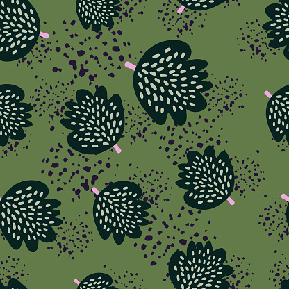 Fresh and trendy seamless design featuring succulents and floral elements, ideal for fashion prints and decorative backgrounds in vibrant colors.
