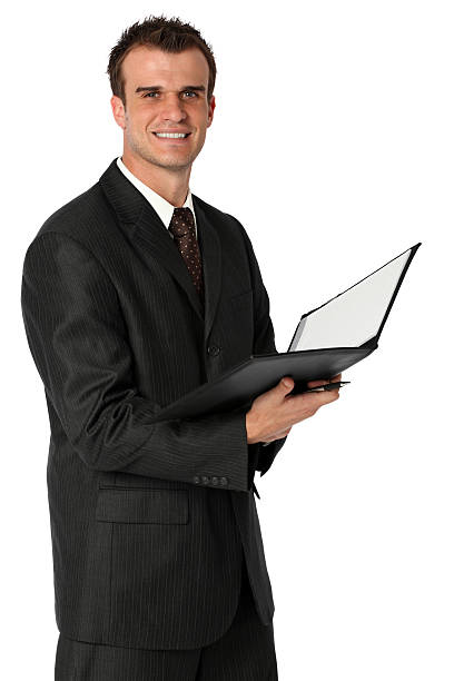 istock Businessman holding a file 183058369
