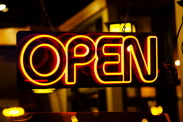 istock Open Neon Sign in a Business Window 183058602