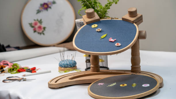 istock Embroidery art with stand embroidery hoops. 1830588012