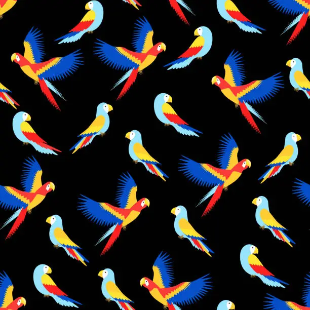 Vector illustration of Colorful parrots seamless pattern