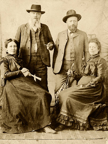 Two Couples in 1901.Sepia Toned