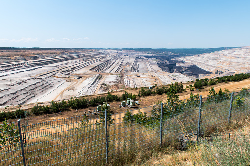 View at the brown coal open-pit mining site Terra Nova 1 near Elsdorf in Germany.