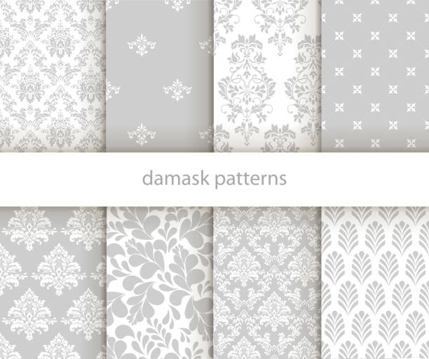ilustrații de stoc cu set de modele vectoriale frumoase damasc. - damask