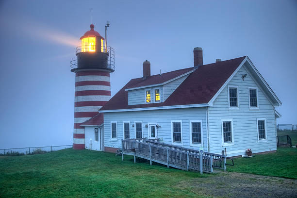West Quoddy Lighthouse "West Quoddy Head in Lubec, Maine is the easternmost point of the contiguous United States and the closest point to Africa from a point in the fifty StatesMore Maine images" quoddy head state park stock pictures, royalty-free photos & images