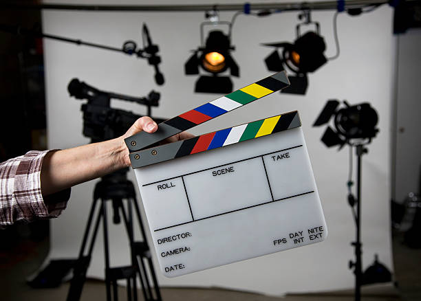 istock Open film slate on set 183059411