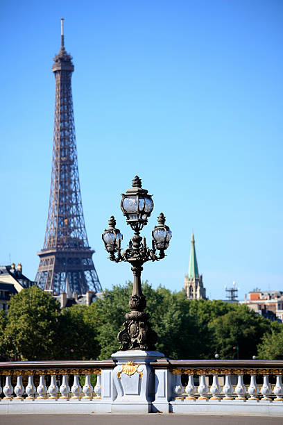 istock Renaissance street lamp with Eiffel Tower 183059490