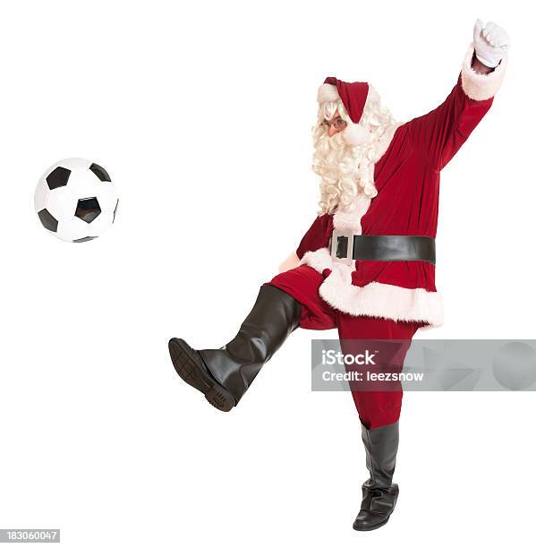 Santa Playing Soccer Sports Series Stock Photo - Download Image Now - Soccer, Soccer Ball, Santa Claus