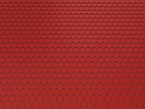 3d render. Red roof tile isolated on white background.