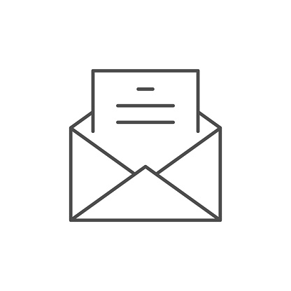 Envelope and document line icon isolated on white. Vector illustration