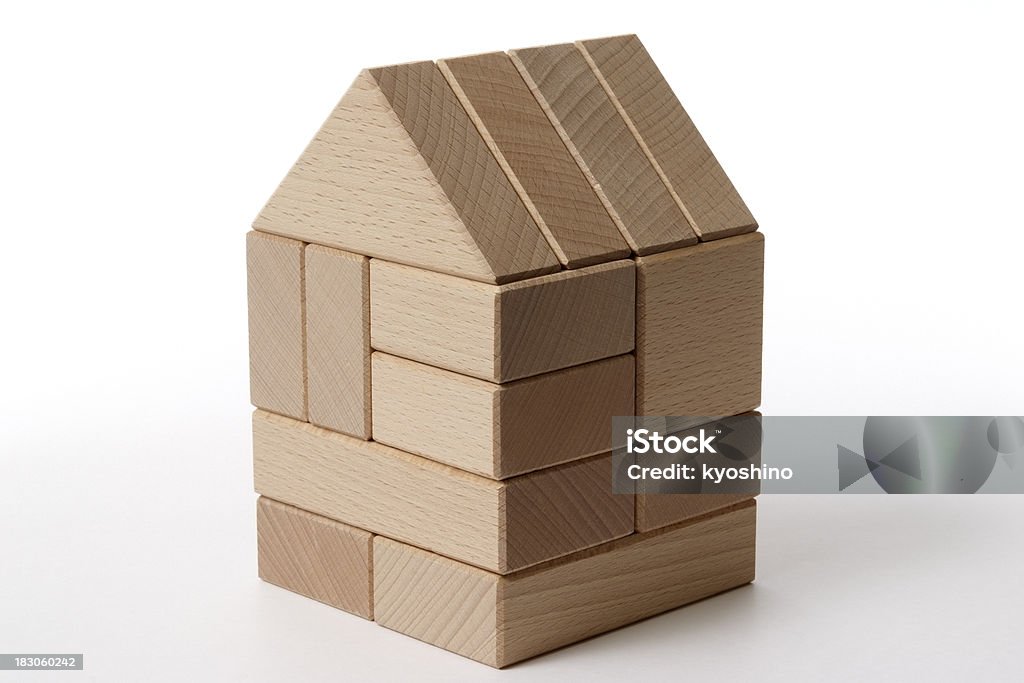 絶縁ショットの木製ブロックの家を白背景 - 家のロイヤリティフリーストックフォト
