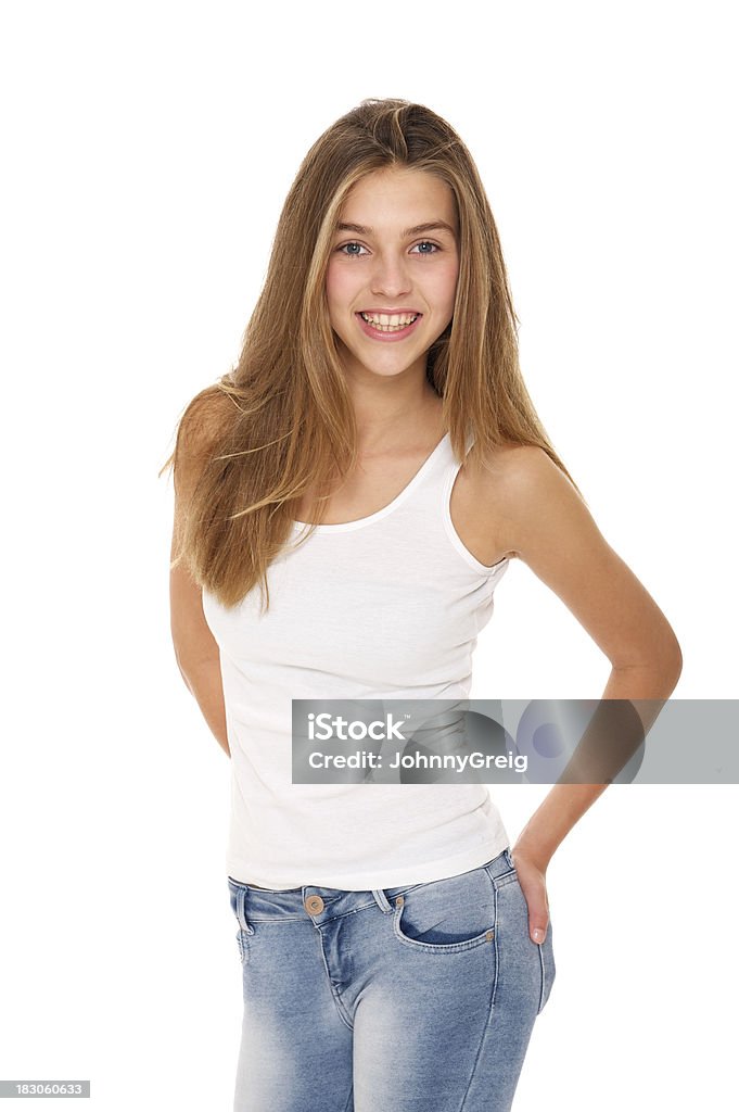 Attractive teenage girl Teenage girl isolated on white background 14-15 Years Stock Photo