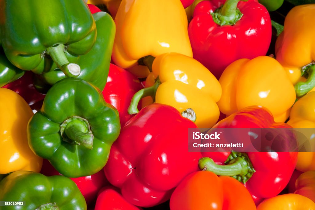 Variedade de cor bell peppers - Royalty-free Amarelo Foto de stock