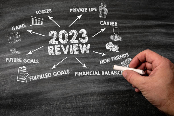 istock 2023 Review concept. Black scratched textured chalkboard background 1830609916