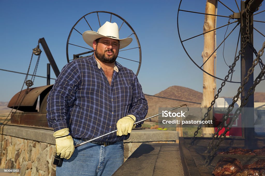 Old West BBQ cozinhar a carne de vaca - Royalty-free Churrascada Foto de stock