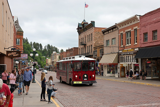 Deadwood, South Dakota, USA - Jun 23, 2023: Street view of downtown Deadwood