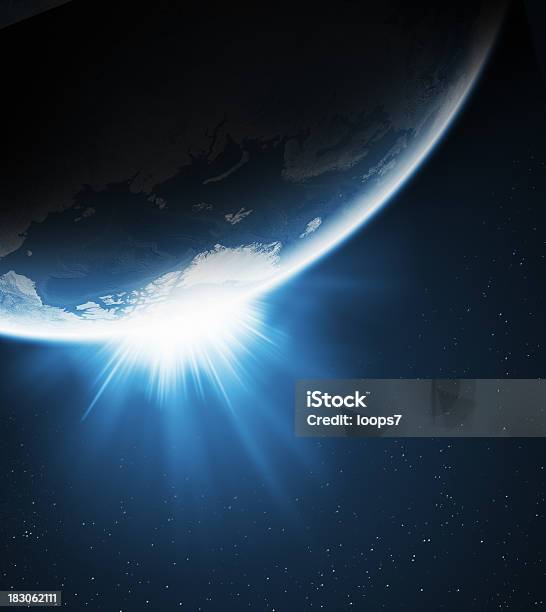 Earth And Sun Stock Photo - Download Image Now - Globe - Navigational Equipment, Planet Earth, Satellite View