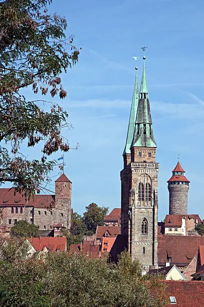 sight of nuremberg with Sebaldus Kirche and Kaiserburg-castle in background