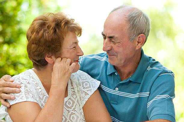 istock Senior couple looking at each other 183062907