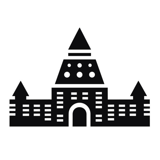 Building simple flat black and white icon logo, reminiscent of Chichen Itza, Modern Culture Simple Minimalist B&W. Building simple flat black and white icon logo, reminiscent of Chichen Itza, Modern Culture Simple Minimalist B&W. Silhouette Monochrome. haunted asylum stock illustrations