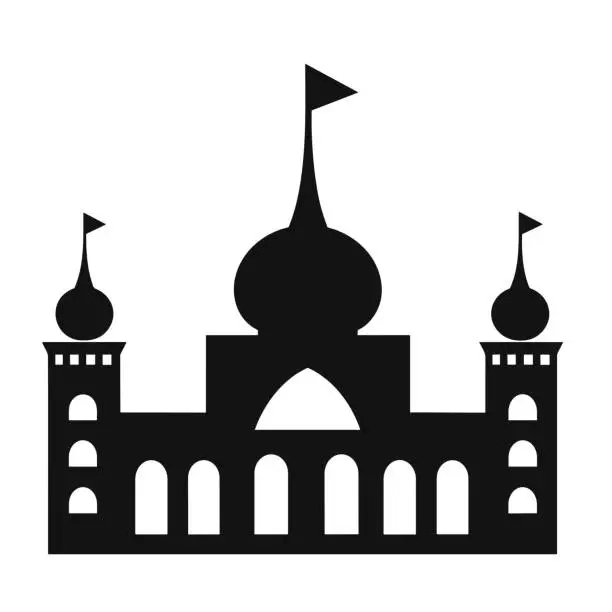 Vector illustration of Building simple flat black and white icon logo, reminiscent of Taj Mahal, house Modern Design Icon Monochrome.