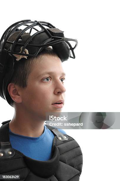 Baseball Catcher Looking At Copy Space Stock Photo - Download Image Now - Baseball - Ball, Baseball - Sport, Baseball Catcher