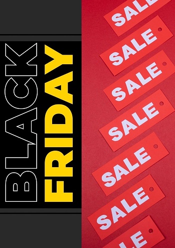 The background image is designed in the style of a black Friday sale discount sign.