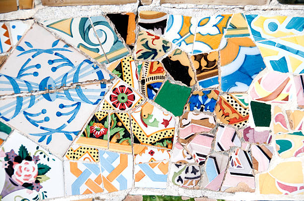 istock Color Mosaic wall patterns at Park Guell, Barcelona, Spain 183063561