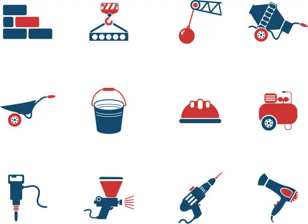 Vector illustration of Symbols of building equipment