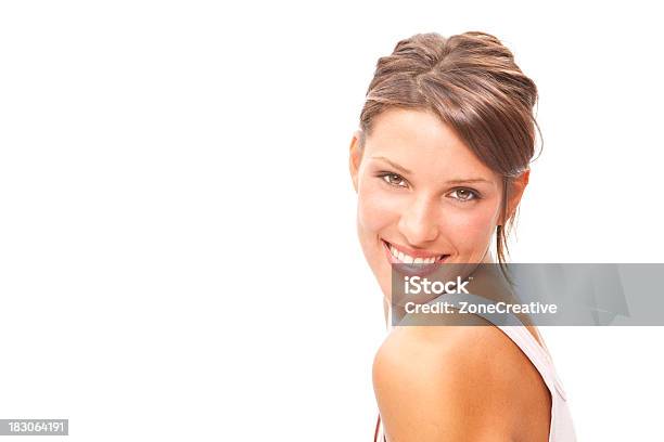 Beautiful Fitness Sporty Brunette Girl Closeup Smile Isolated On Stock Photo - Download Image Now