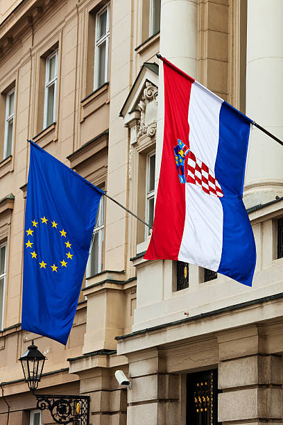istock Croatian And European Union Flags 183064802