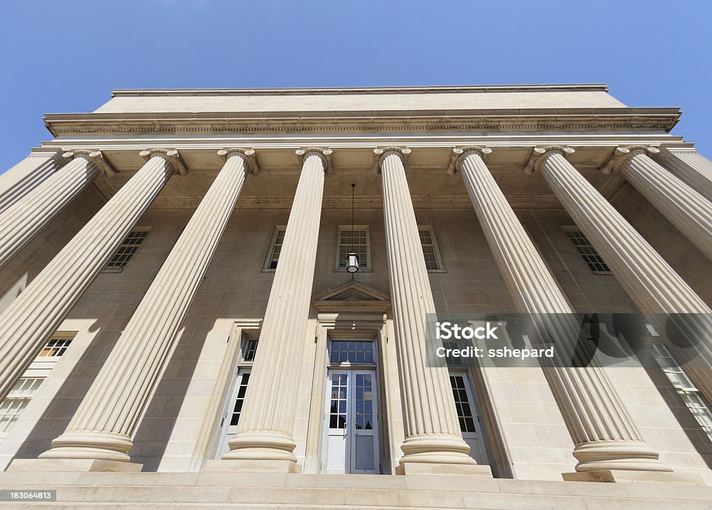 Government or public building Front of government or public building with columns and copy space Architectural Column Stock Photo