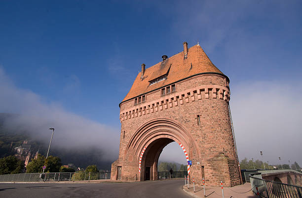Miltenberg,Bridge gate of the Spessartbrücke "Bridgegate in Miltenberg, Germany. The Gate was buit in the 19th century and is part of the Spessartbruecke." odenwald photos stock pictures, royalty-free photos & images