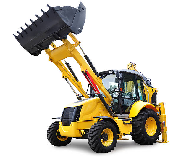 Bulldozer, isolated on white with clipping path stock photo