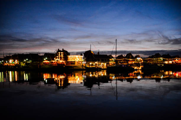 istock Waterfront of Volendam at night The Netherlands 1830652937