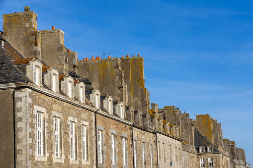 Old building with chimney in Saint-Malo , France