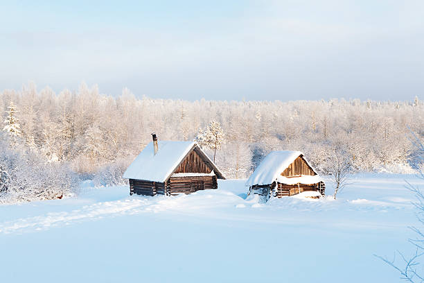istock Rural houses in the snow 183065586