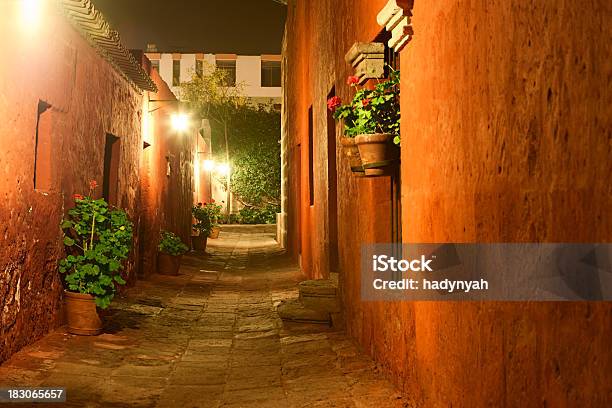 Santa Catalina Monastery At Night Stock Photo - Download Image Now - Multi Colored, Potted Plant, Wall - Building Feature