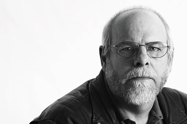 istock Man with Gray Beard and Glasses BW 183065758