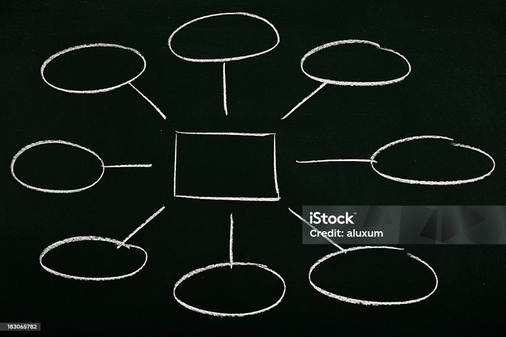 Diagrama em branco no quadro-negro - Foto de stock de Desenho de Carvão royalty-free