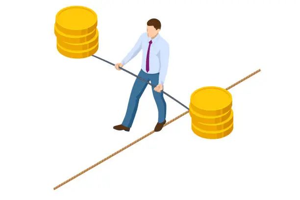 Vector illustration of Isometric Investment strategy,Asset management, Risk management, Passive income, Financial Planning, Capital appreciation, Portfolio optimization, Market trends, ROI, Investment Opportunities,