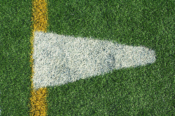 istock Three Color Astroturf & Arrow - Green White + Yellow Artificial Turf 183065971