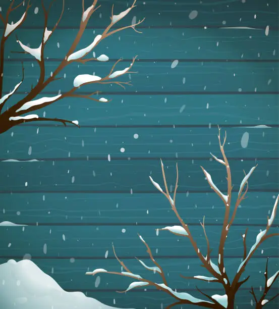 Vector illustration of Wooden Plank Wall Wallpaper in Christmas or Winter