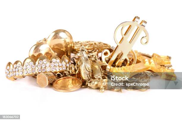 Złote Ozdoby - zdjęcia stockowe i więcej obrazów Złoty ząb - Złoty ząb, Biżuteria, Złom metalowy