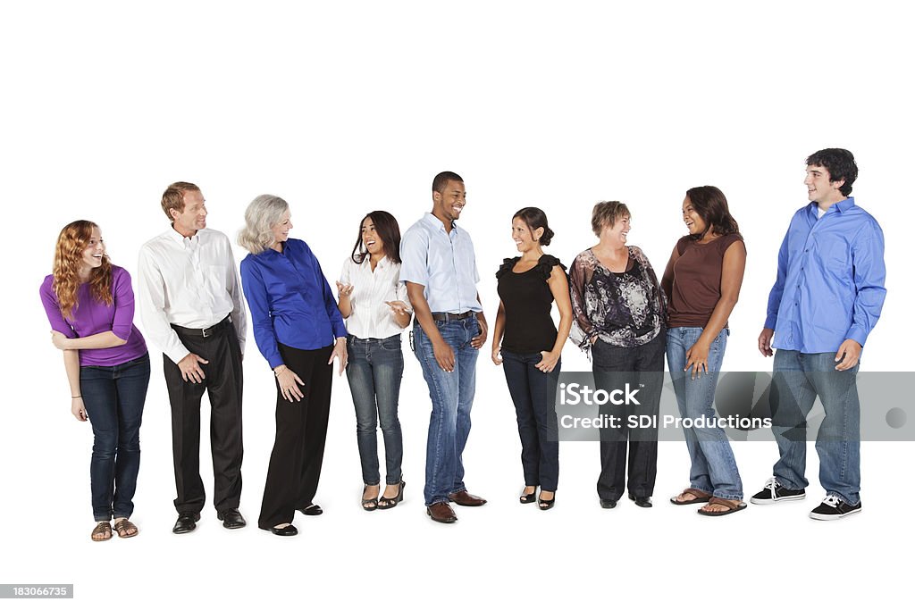 Diverse glückliche Menschen sprechen mit einander, isoliert auf weiss - Lizenzfrei Afrikanischer Abstammung Stock-Foto