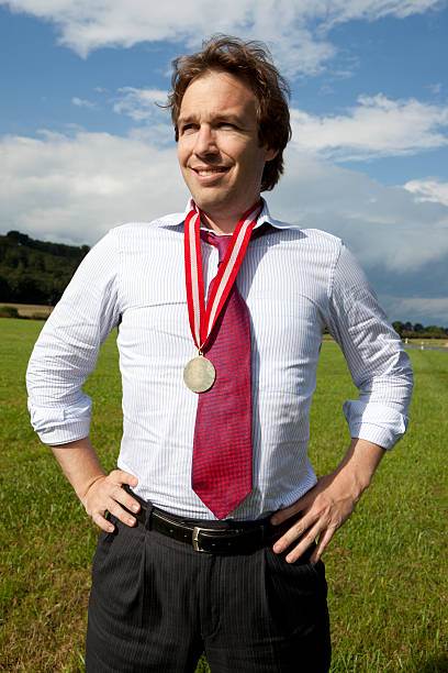 istock Proud Businessman with gold medal 183066797