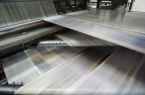 istock Roto-offset color printing machine while it's running, detail 183066813