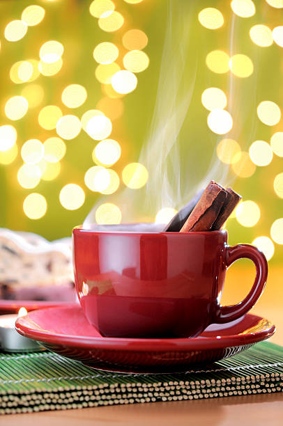 Christmas cookies with hot cinnamon tea